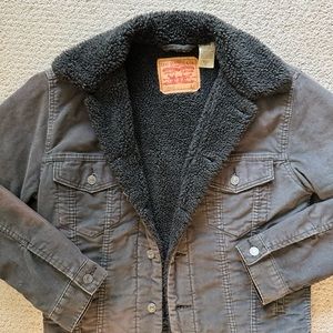 Levi’s Grey Corduroy Sherpa Trucker Jacket